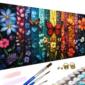 Paint By Numbers Kit for Adults Beginners - 27.6x15.8in/70x40cm Color Canvas, Easy DIY Flowers and Butterflies Acrylic Painting Set, Paint Brush Set, Diy Painting Supplies - Home Decor, Creative Gift for Birthday, Mother's Day and Christmas, Without Frame