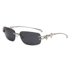 Frameless Square Bow Sunglasses| Premium Women'S Shades| Trendy Minimalist Style