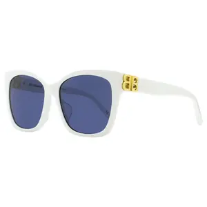 Balenciaga Square Sunglasses BB0102SA 004 White/Gold 57mm 102