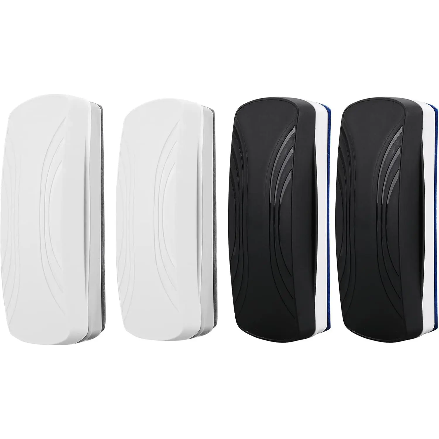 Whiteboard Eraser,  Dry Erase Eraser, Glass Board Eraser,School and Office Supplies (4 Pack/2 Black+2 White)