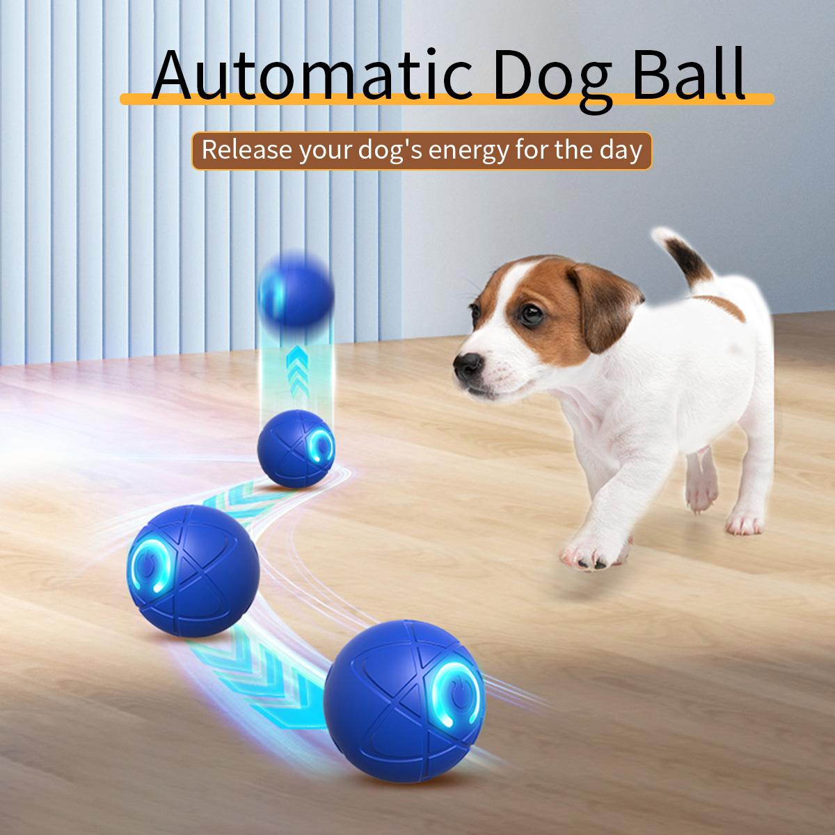 Interactive Automatic Rolling Dog Ball with LED Lights, Motion Activated Shaking Vibrating Dog Toy, Durable TPR Chew Ball, USB Rechargeable Interactive Pet Toy for Dogs