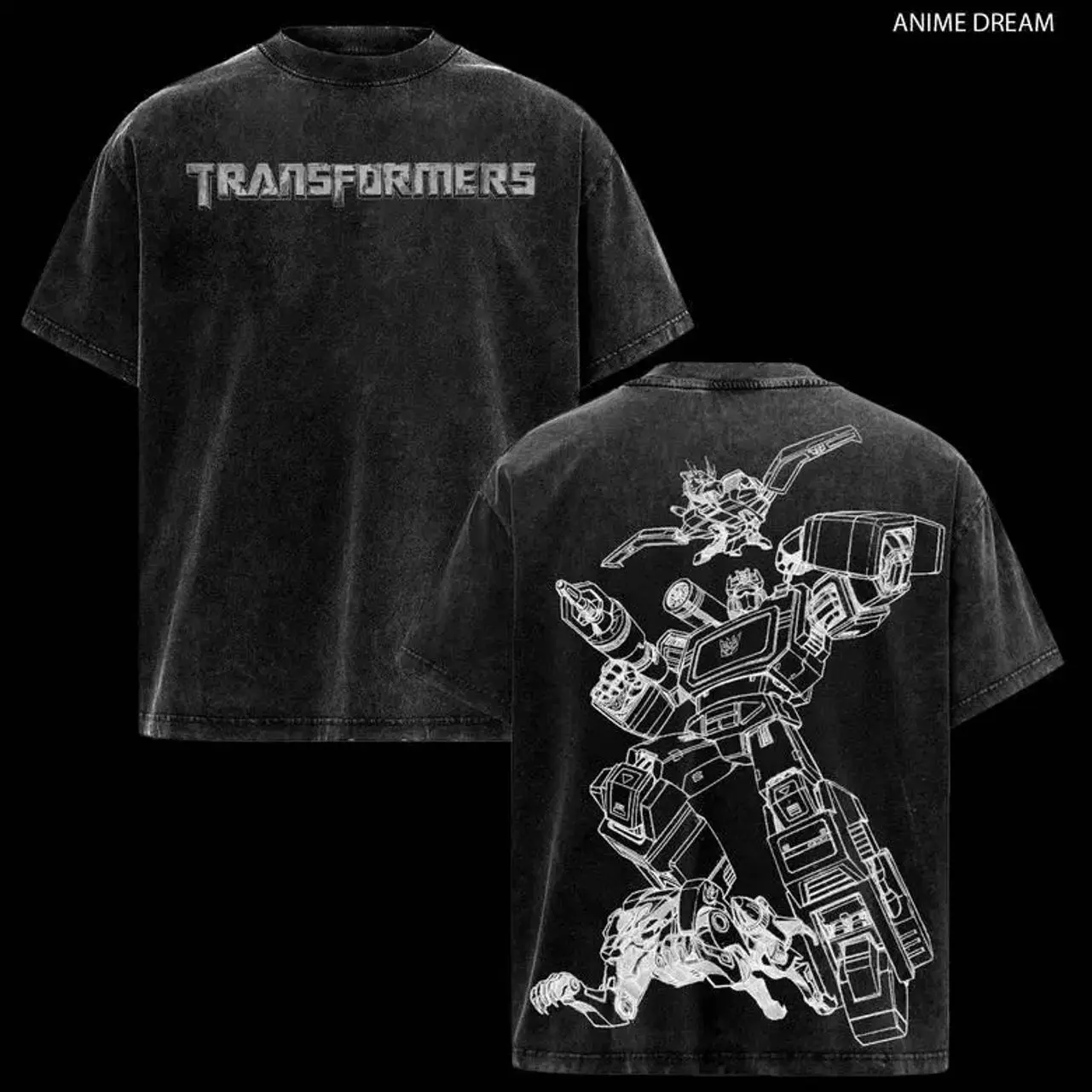 Decepticons Edition Double Printed Oversize Lightweight Acid Washed Tee TV Series Graphic Design Top Cotton Streetwear Movie T-Shirt Clothes Menswear Womenswear Apparel Classic V07