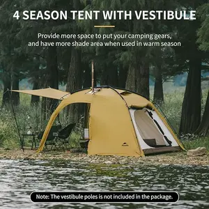 Naturehike Massif Hot Tent with Stove Jack, 4 Season Ultralight Winter Tent, Waterproof Windproof Camping Tent with Room and Vestibule FathersDayGift