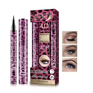 4D 2 in 1  Silk Fiber Lash Mascara Long Lasting Waterproof Mascara Thickening Lengthening Mascara 2pcs/Set Mascara and Eyeliner Set Durable Waterproof Eyeliner Liquid Eyeliner Pencil Eyes Makeup Kit