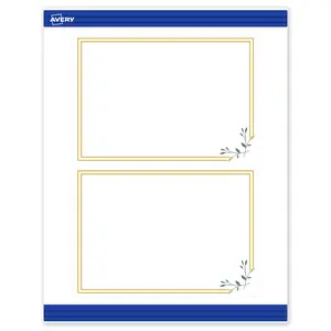 Avery Printable Rectangle Invitation Cards, Gold Double Border with Florals, 5" x 7", Matte White Rectangle Invitation Cards, Laser/Inkjet, 20ct, Great for Invitation Cards