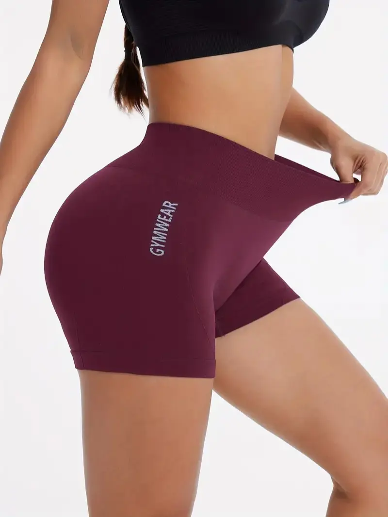 Women's Seamless Biking Shorts, High-Waisted Tight Ribbed Fit with Tummy Control, Figure-Shaping Activewear for Yoga & Running
