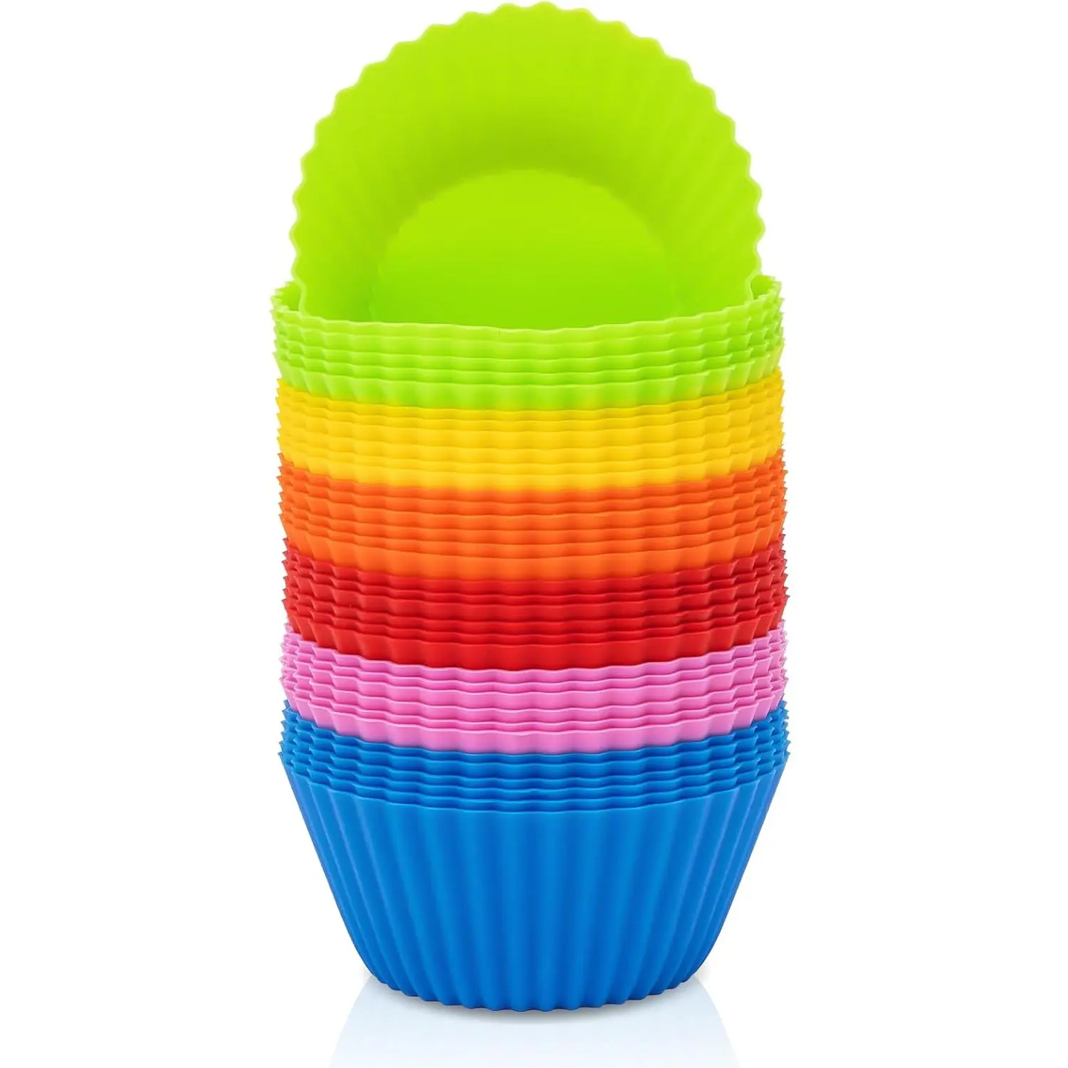 spmarkt 36 Pack Food Grade Silicone Cupcake Baking Cups - Reusable, Non-Stick, Heat Resistant, Non-Toxic Muffin Liners (6 Vibrant Colors), Standard Size Kitchen Baking Supplies for Parties, Holidays