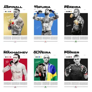 UFC Legends Framed Canvas Poster Set with Aluminum Alloy Frame, Aspinall, Topuria, Pereira, Makhachev, Oliveira & Poirier Sports Wall Art, Ready To Hang MMA Fighter Prints for Man Cave Gym Bedroom, Perfect Collectible Gift for MMA Fans