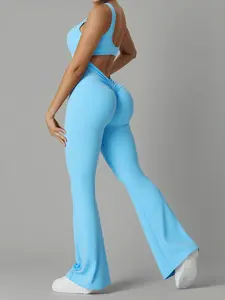 Women's Sporty Backless Yoga Jumpsuit, Workout Jumpsuits, Tight-Fitting Below Ankle Pants, Suitable for All Seasons, Ideal for Sports & Daily Wear