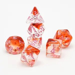 7pcs Transparent Multifaceted Polyhedral Dice Set, Dye Filled Dice for Team Building, Parties & Festivals, Unique Game Accessories