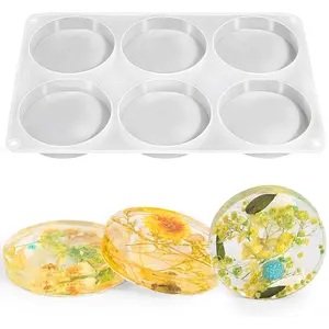6 Cavity Deep Round Coaster Mold, Thicken Resin Casting Molds for Epoxy Resin, Flower Bouquet Preservation, Decorations, DIY Crafts