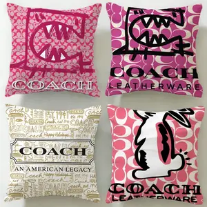 fashion brand Coach Cushion Cover Ultra-Soft Reversible Plush Pillow Cover | Double-sided fluffy comfort for car, sofa, bedroom | Skin-friendly fabric | Easy clean & maintain | Stylish home decor | Perfect gift for family & friends