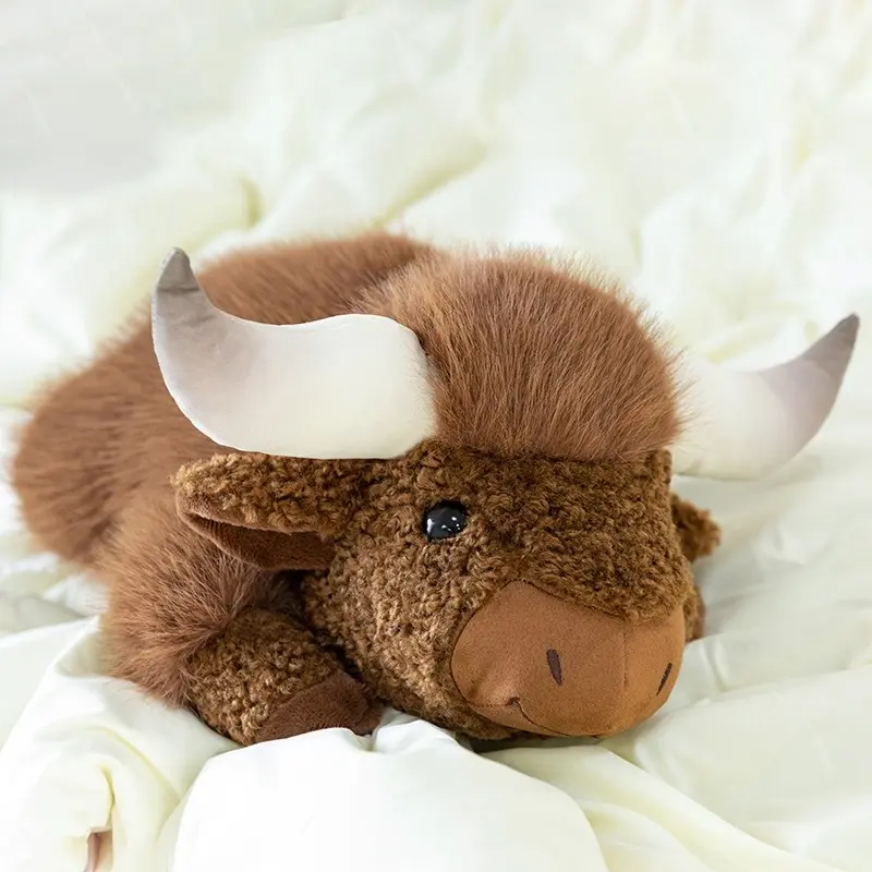 Cute Bison Plush Toy, Cute Animal Design, Soft Fluffy Buffalo Stuffed Animal, Kawaii Stuffed Animal, Adorable Highland Cow Plushie, Huggable Western Bison Pillow, Perfect Gift for Kids & Adults