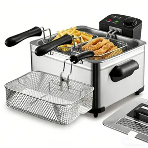 Large Capacity Industrial Deep Fryer, easy clean removable tank & basket, fast heat precise control. Durable stainless steel commercial fryer for restaurant, food truck & home party; fry crispy fries & chicken wings safely with overheat protection