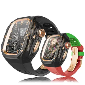 Premium Apple Watch Modification Kit - Quick-Release Fluororubber Band with Metal Butterfly Buckle & Scratch-Resistant Case | For Ultra 2/3 49mm Smartwatch Strap