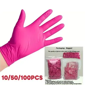 10/50/10pcs Pink Disposable Gloves for Hands, Household Kitchen Gloves, Suitable for Everyday Household Cleaning Needs and Various Beauty & Personal Care Needs (XS/S/M/L Size Optional)