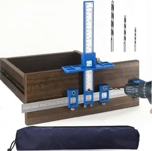 Cabinet Hardware Jig, King&Charles Cabinet Handle Jig with 3pcs Point Wood Drils Bits, Use for Handles Pulls Knobs on Drawers/Doors, Wood Drilling Dowelling Guide Set.