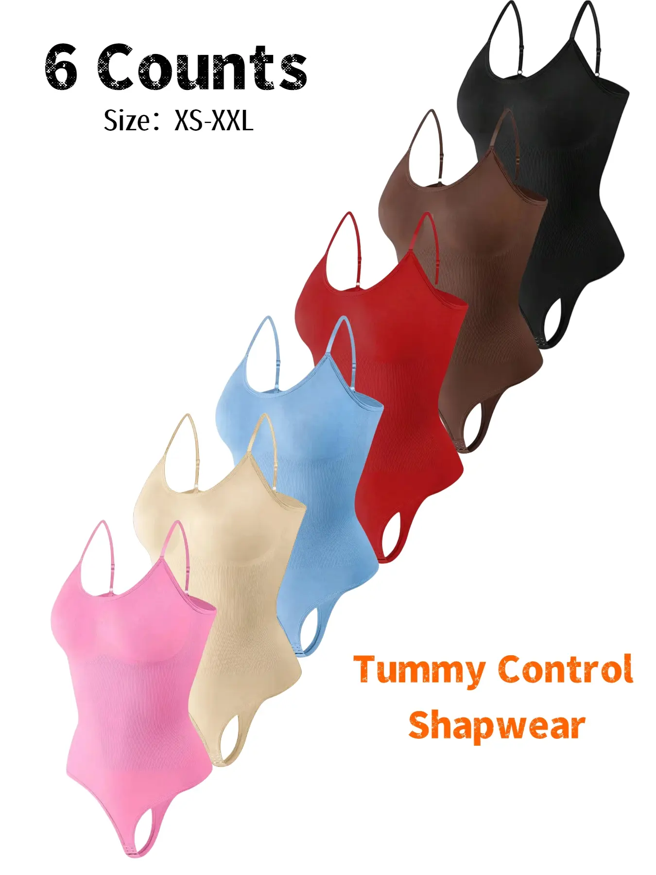 Women's Basic Solid Adjustable Spaghetti Strap Backless Body Contouring Shapewear Bodysuit, Casual Minimalist Comfy Seamless Smooth Tummy Control Butt Lifting Bodysuit for Daily Wear, Ladies Shapewear for All Seasons, Underwear