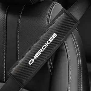 Jeep Cherokee Seat Belt Shoulder Cover, PU Leather & Carbon Fiber Stripes, Enhances Driving Comfort, Available in 1pc/2pcs, Interior, Car Interior Accessory, Car Accessories
