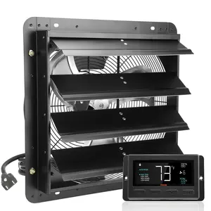 【Father's Day】VEVOR Shutter Exhaust Fan,  16'' with Temperature Humidity Controller, EC-motor, 2650 CFM, 10-Speed Adjustable Wall Mount Attic Fan, Ventilation and Cooling for Greenhouses, Garages, Sheds, ETL Listed  With or without a controller