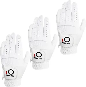 All Weather Grip Golf Gloves Men Value 3 Pack for Right Handed Golfer, Hot Wet Rain Grip & Comfort Soft Glove for Premium Performance, Colors White Black Blue Sizes S M L XL