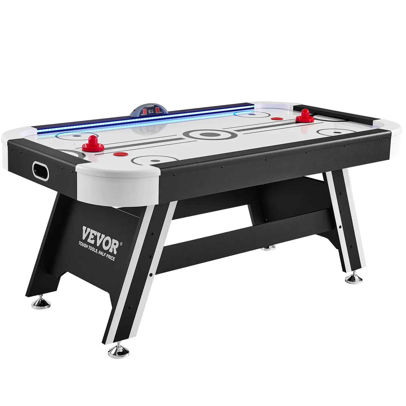 VEVOR Air-Powered Hockey Table, 72 Indoor Hockey Table for Kids and Adults, LED Sports Hockey Game with 2 Pucks, 2 Pushers, and Electronic Score System, Arcade Gaming Set for Game Room Family Home