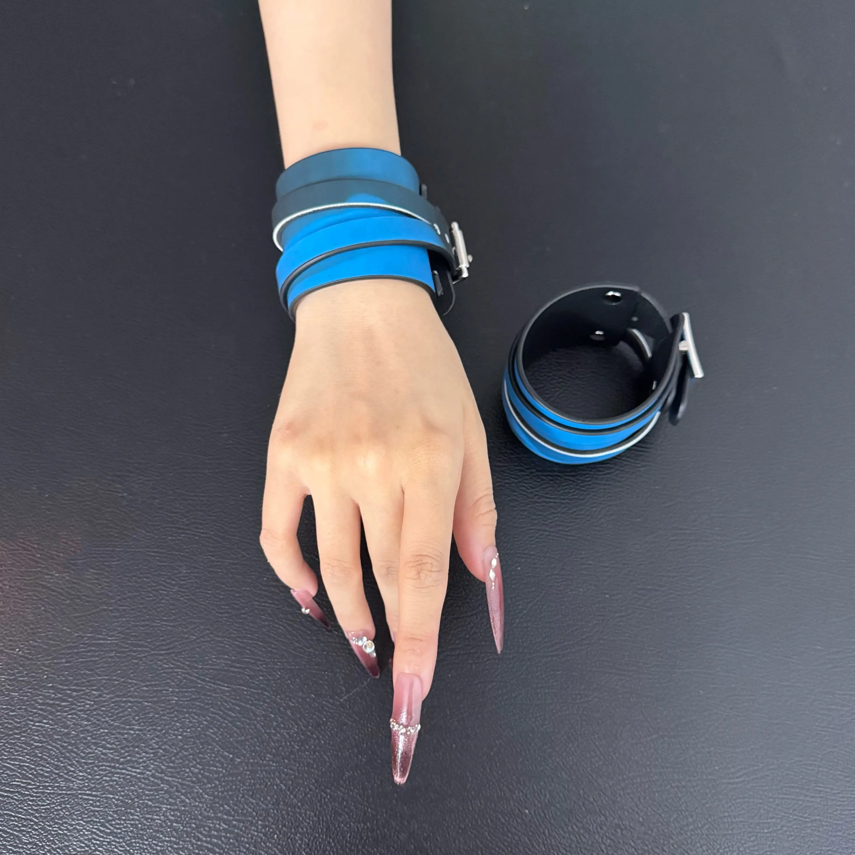 ThatDripTho Charcoal to Blue Color-Changing Leather Genuine Wristband For Women and Men