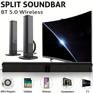 Wireless Sound Bar for Smart TV, Surround Soundbar with Bluetooth/RCA/AUX Connect, Volume Control, 2in 1 Detachable Soundbar for TV/PC/Gaming/Projectors