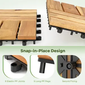 COSTWAY - Pack of 30 Acacia Wood Interlocking Deck Tiles-Brown