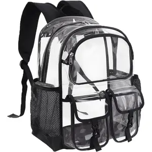 Clear Backpack for School, Clear Bookbag Heavy Duty Transparent Backpacks 17 '' Large See Through Bag for Boys Girls