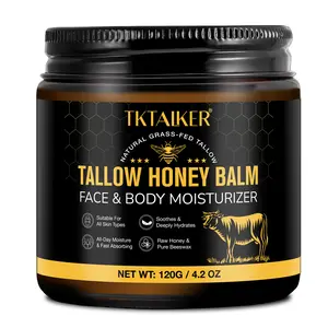 Beef Tallow Balm for Face & Body | Grass-Fed Tallow with Raw Honey & Beeswax | Deep Hydrating Natural Moisturizer | Light Scent | For All Skin Types | Men & Women