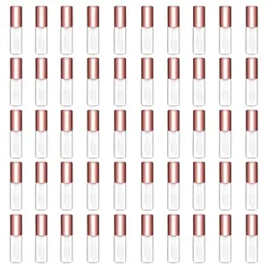 50 Pack 1.2ML Clear Mini Lip Gloss Tube Empty Lip Balm Containers With Rose  Lid for Lipstick (Rose )