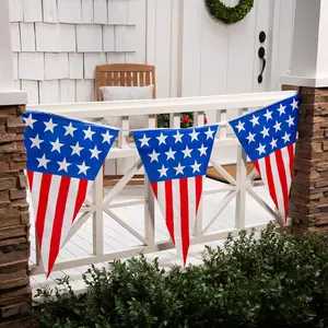 24 Ft. Large Patriotic Red, White, & Blue Plastic Pennant Banner