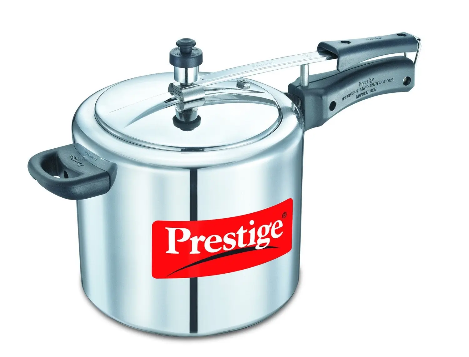Prestige PRNPC6.5 Medium Nakshatra Plus Flat Base Aluminum Pressure Cooker for Gas and Induction Stove Silver - 6.5 Litres