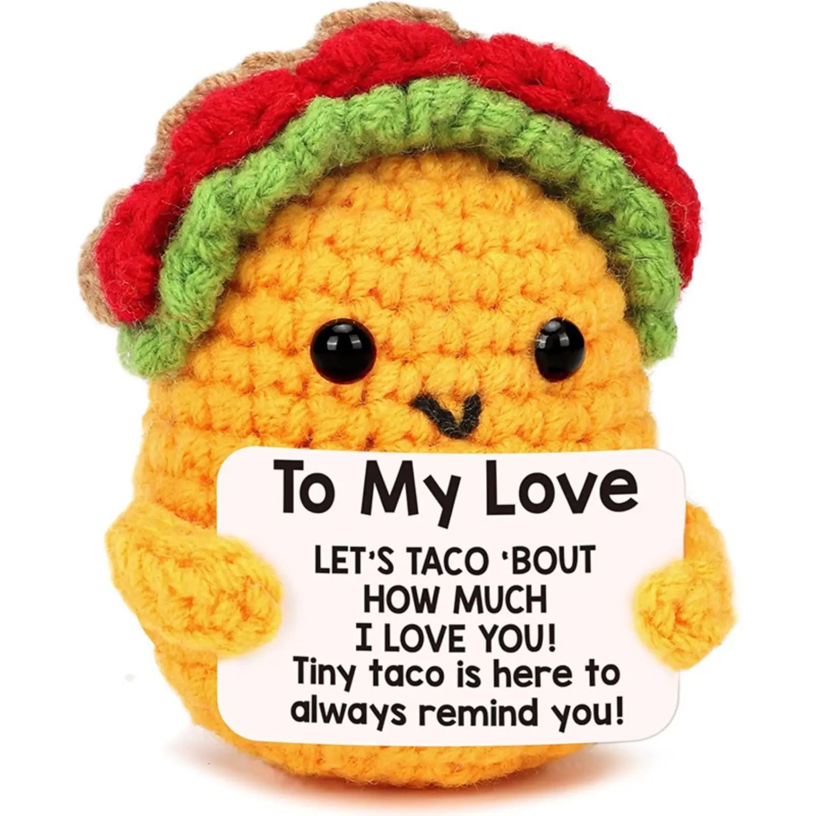 Handmade Positive Potato Stuffed Doll - Hand-Crocheted Woolen Amigurumi, Cute Huggable Desktop Decoration, Encouragement Gift for Friends, Cute Stuffed Animal, Huggable Stuffed Animal