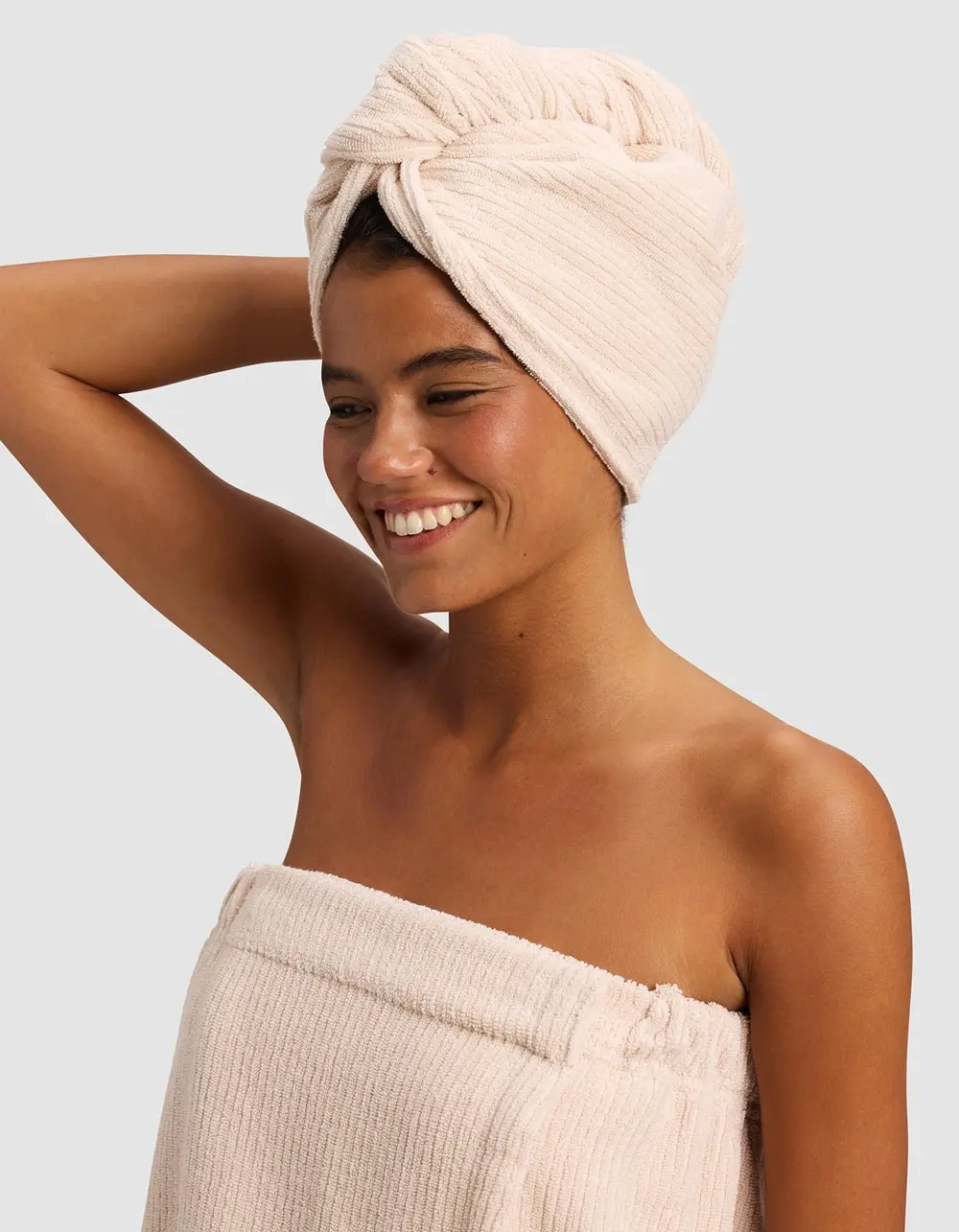 Cozy Earth Ribbed Terry Hair Towel | Ultra-Soft Bamboo Viscose & Cotton Hair Wrap