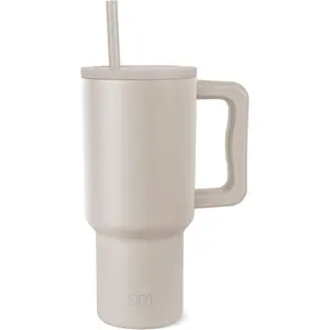 Simple Modern 30 oz Trek Tumbler with Handle and Straw Lid | Cup Holder Friendly Insulated Stainless Steel Travel Mug | Almond Birch
