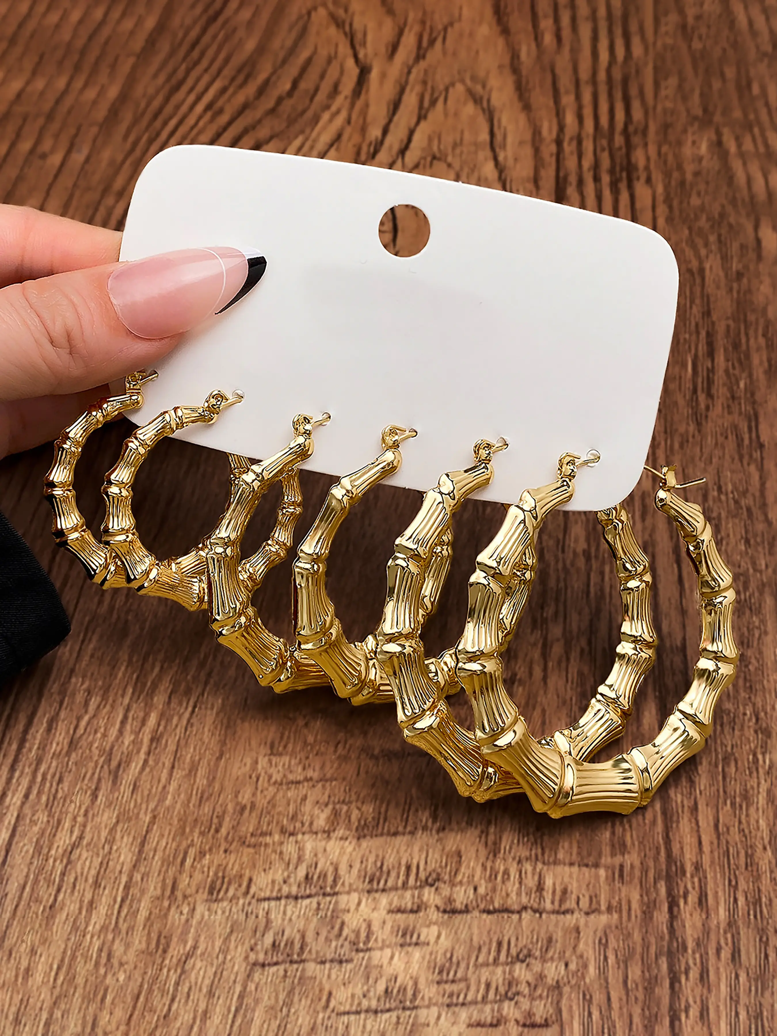 Elegant Bamboo Earrings Set, Unisex Jewelry for Daily Wear, Perfect Gift for Her, 6 Pairs, Stylish Design, Elegant Minimalist Earrings, Earring Stacking Set, Ear Accessories