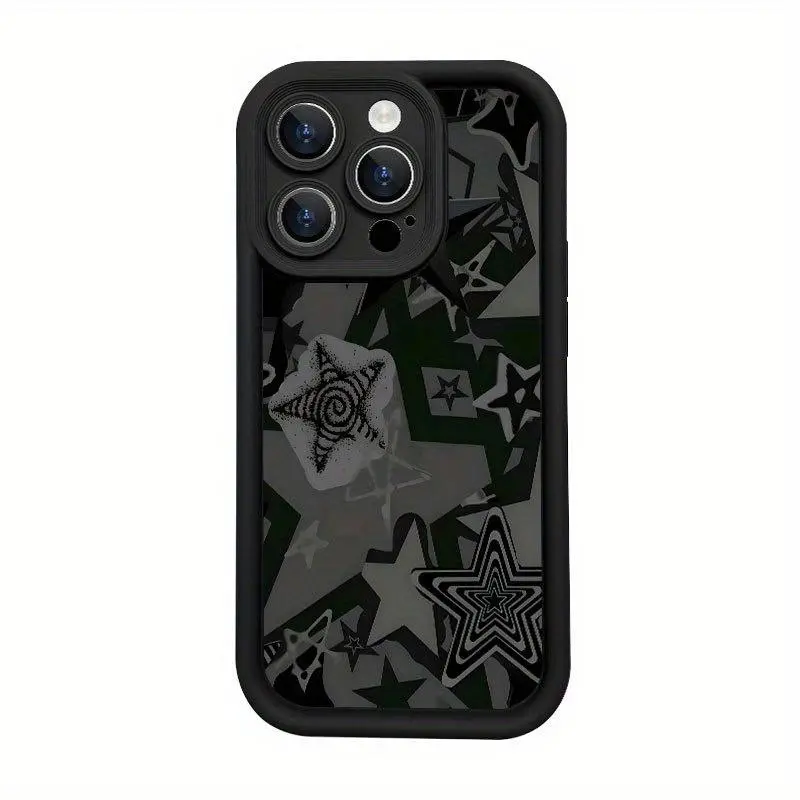 Star Pattern Soft Touch TPU iPhone Case - Shockproof, Anti-Drop Smartphone Protection Accessory with Fully Wrapped Camera, Stylish Simple Design, Ideal Birthday Gift (Fits iPhone 17,16,15,14,13,12,11, Pro, ProMax, Plus, Air), Cellphone