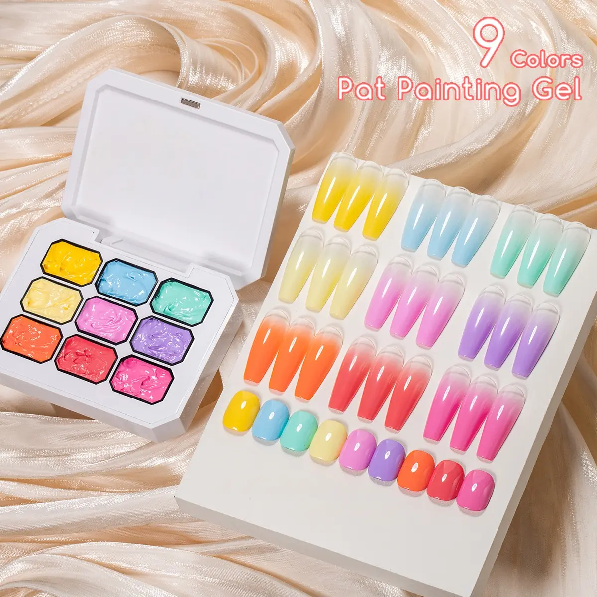 PAT PAINTING GEL FOURLILY Nail Art Macaron, Candy Pop, Pastel Gel High-Pigment Patting Gel for Spring Summer Nail Art Design, Pat Ombre Gel for DIY Manicures, Ideal Easter Gift for Women, UV LED Soak Off Longlasting Nail Gel Polish