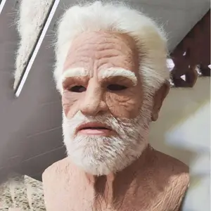 Realistic Elderly Mask Adult Christmas Mask, Old Man Mask, Horrible Latex Grandpa Mask Wrinkled Face Headpiece, Perfect for Christmas Party Role Play Costume Makeup Ball
