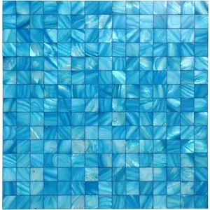 1 - Sheet Pearl Shells Tile Peel and Stick Backsplash, Self Adhesive Wall Tile for Kitchen, Bathroom, Bedroom (11.8"X11.8", Blue)