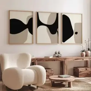 3pcs Frameless Modern Minimalist Neutral Gallery Wall Art Abstract Canvas Paintings Abstract Pattern Print, Nordic Simple Living Room Bedroom Home Decor