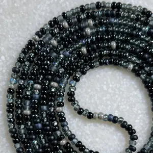 PROTECTED - Tie On Waist Beads - 45 to 60 inches Waistbeads - Black Waistbeads - Belly Beads - Body Beads - Authentic Waistbeads - African Waistbeads  Made By Venus