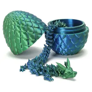 3D Printed Dragon Easter Basket Stuffers Surprise Egg,Articulated Crystal Dragon in Egg,Executive Dragon Fidget Desk Toys,Christmas Decorative Easter Egg Fillers Gifts for Boys Kids