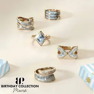 BP March Birthday Ring Collection-Unrevealed fizzable cube. Beautiful Aquamarine Stone