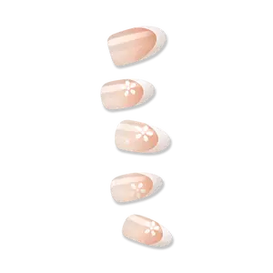 Impress French No Glue Fake Press On Nails - Fearless | French Tips, White & Neutral, Medium, Almond, Manicure