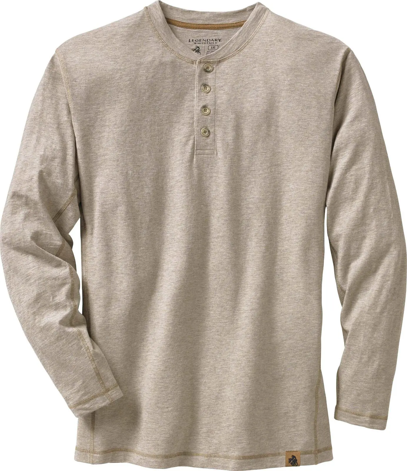 Legendary Whitetails Men's Soft Cotton Slub Fabric Henley Long-Sleeve Tee, Menswear Layering Shirt