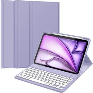 Fintie Keyboard Case for iPad Air 11 (M3 2025, M2 2024)/ iPad Air 5th/4th Gen 10.9", Soft TPU Back & Built-in Pencil Holder, iPad Air 11" Accessories