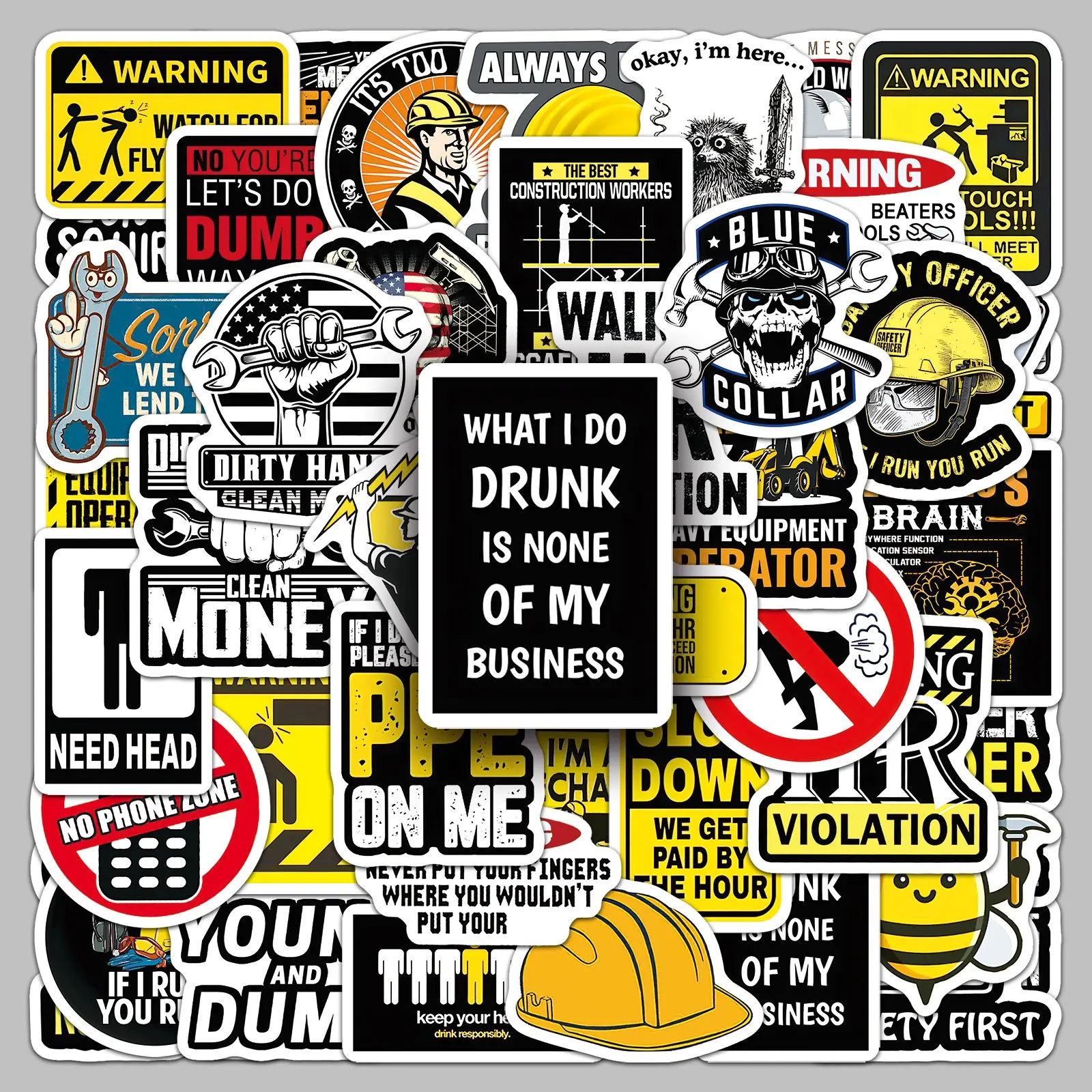 50pcs safety helmet slogan cartoon personality decoration creative phone case glass pencil case album diy stickers